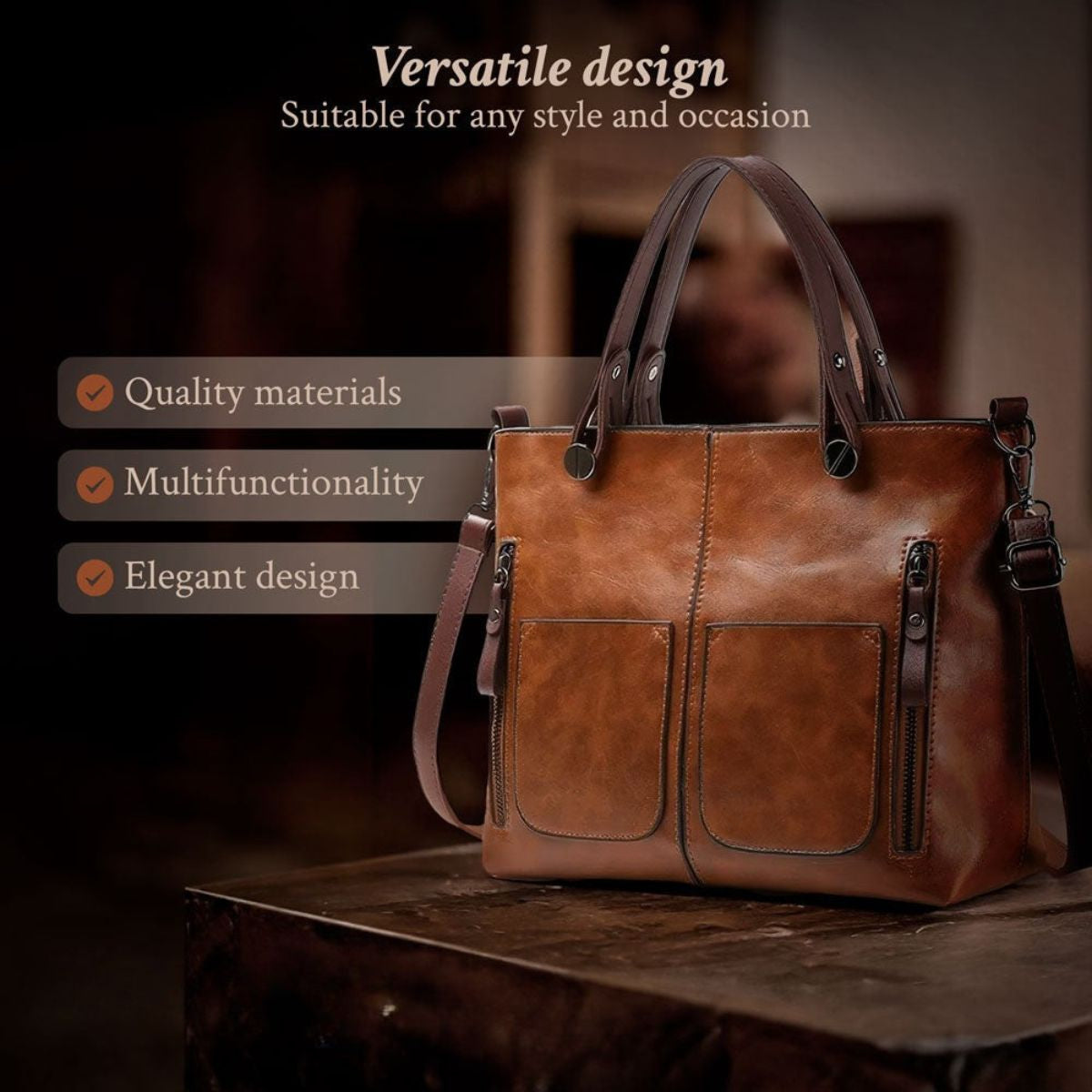 Leren Schoudertas Dames Klassiek Elegante Vintage Look Tijdloze Accessoire Handtas Crossbody Bruin Zwart Grijs | Sulvida