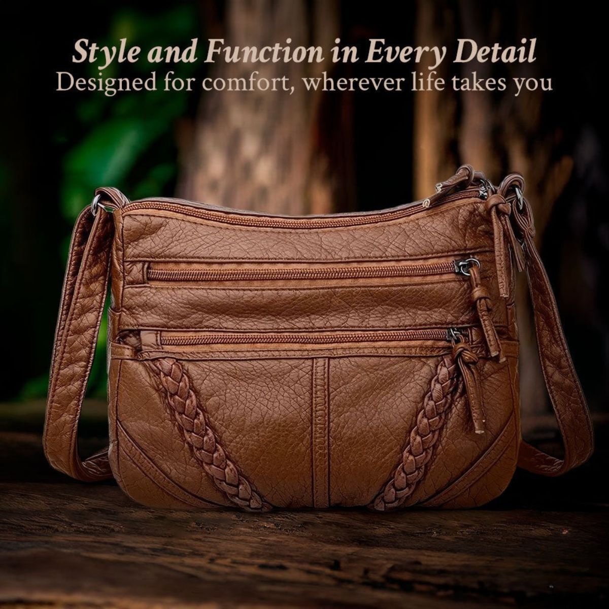 Elegante Schoudertas Dames Bruin Zwart Crossbody Kunstleer Klassiek Design Dagelijks Gebruik Stijlvol | Sulvida