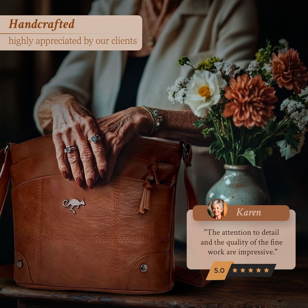 Leren Schoudertas Bruin of Zwart Vintage Shopper Dames Vakantie Handtas Draagtas Werktas Duurzaam Design | Sulvida