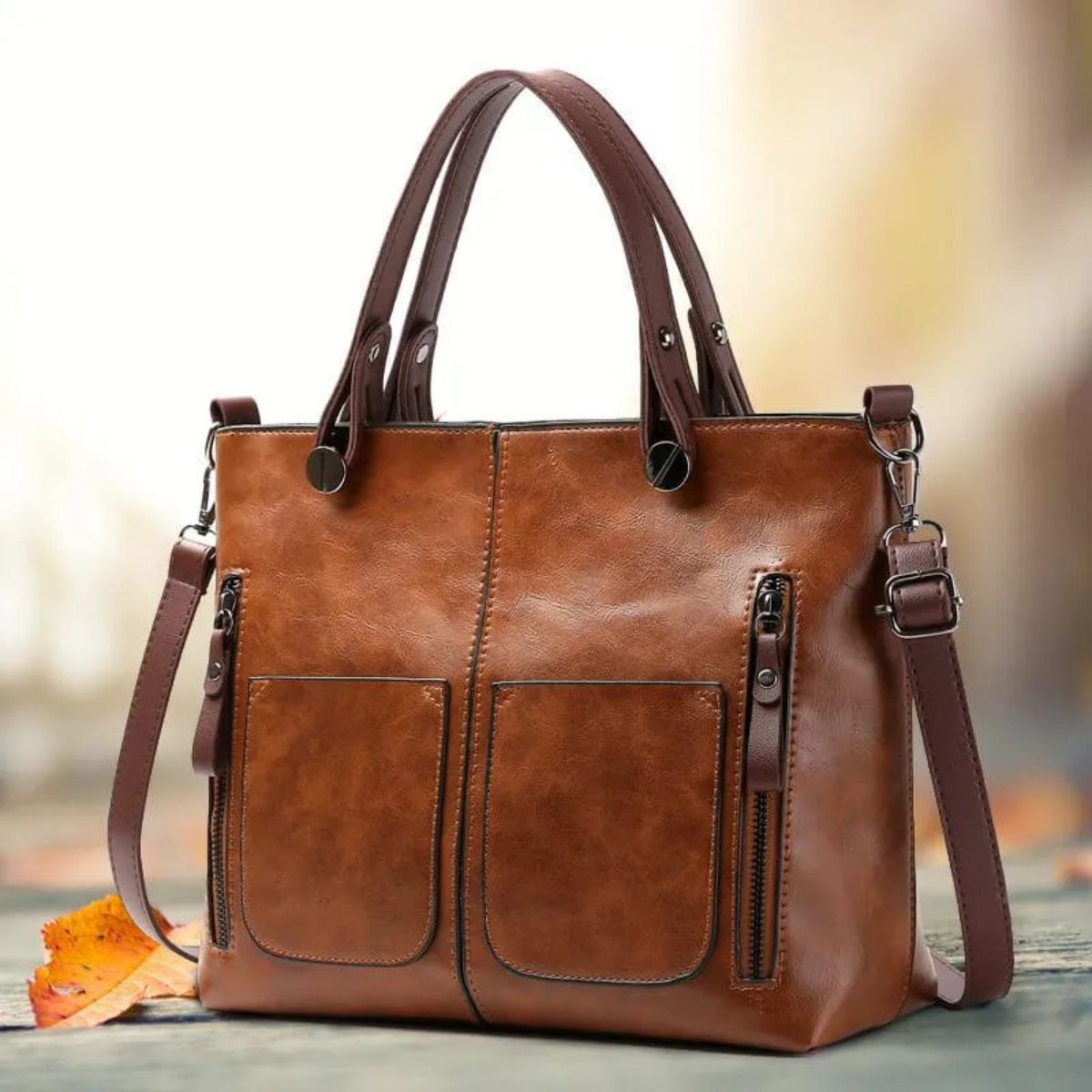 Leren Schoudertas Dames Klassiek Elegante Vintage Look Tijdloze Accessoire Handtas Crossbody Bruin Zwart Grijs | Sulvida