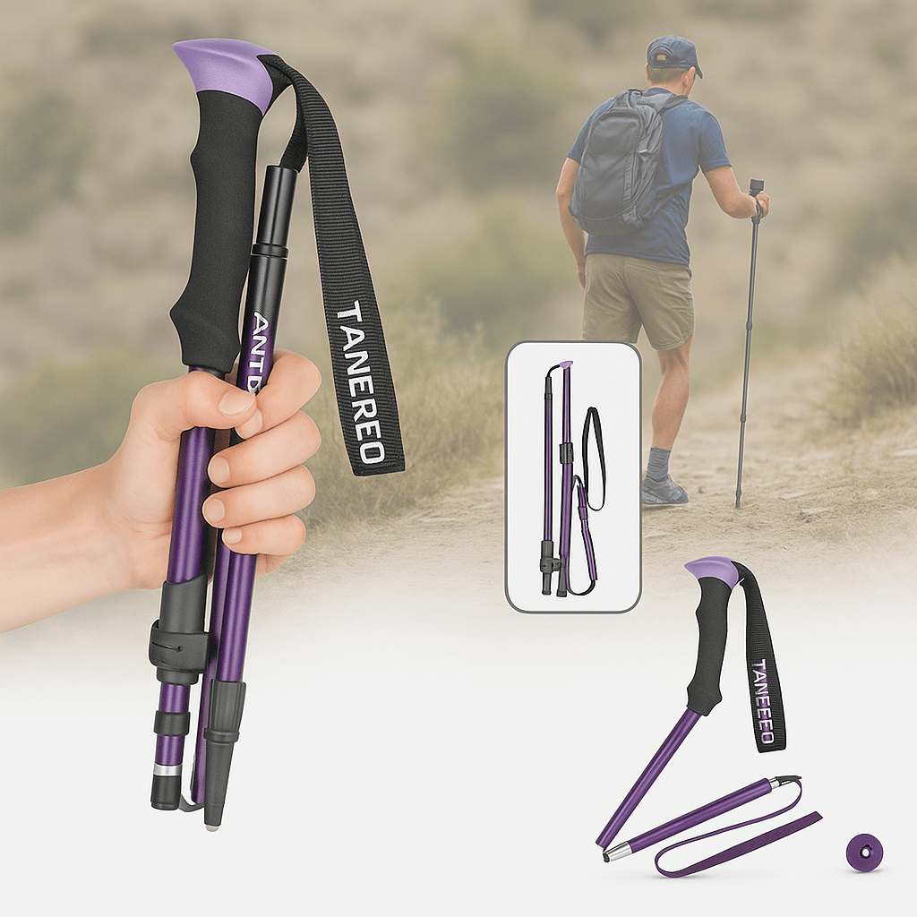 Verstelbare Opvouwbare Trekstokken Ergonomisch Wandelstok Compacte Reislengte Steun Outdoor 110-135 cm | Sulvida