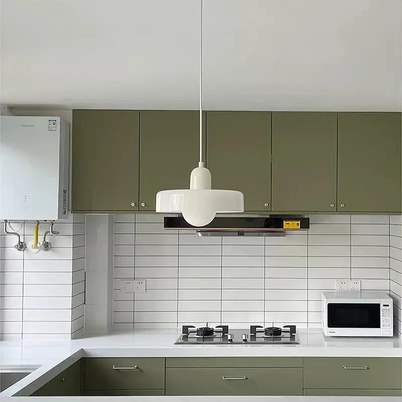 Glazen Hanglamp Rond Design Gekleurd Glas Ø25-35cm Groen Geel Wit Eettafel Woonkamer Eetkamer Decoratief | Sulvida