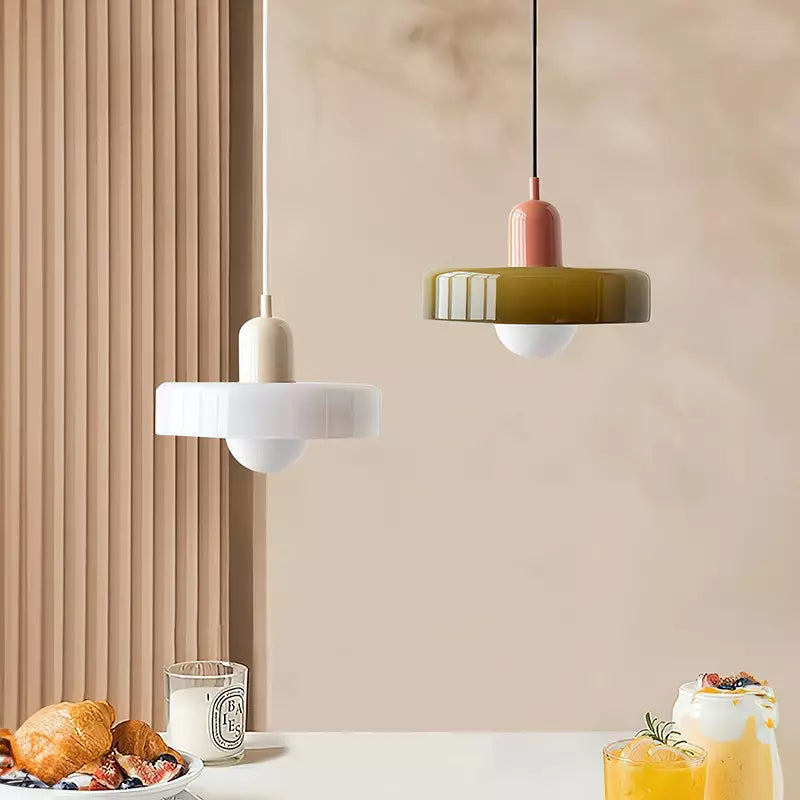 Glazen hanglamp verstelbare kabel ronde pendellamp eettafel woonkamer verlichting modern design sfeervolle ruimte | Sulvida
