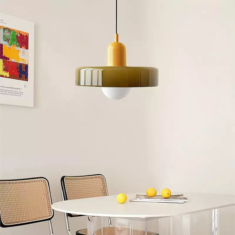 Glazen hanglamp verstelbare kabel ronde pendellamp eettafel woonkamer verlichting modern design sfeervolle ruimte | Sulvida