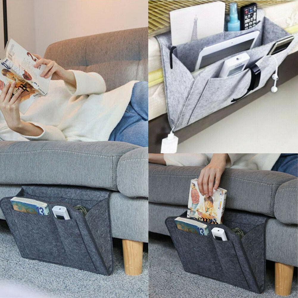 Hangorganizer voor Bed en Bank Grijs Beige Groen Bruin | Opbergtas Nachtkastje met Vakken Afstandsbediening | Sulvida
