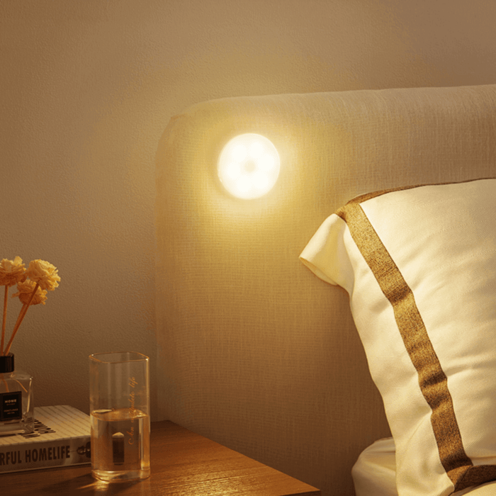 LED Wandlamp met Bewegingssensor – Rond Ø8cm Dimbaar USB Oplaadbaar Nachtlampje voor Hal Gang Kast Trap | Sulvida