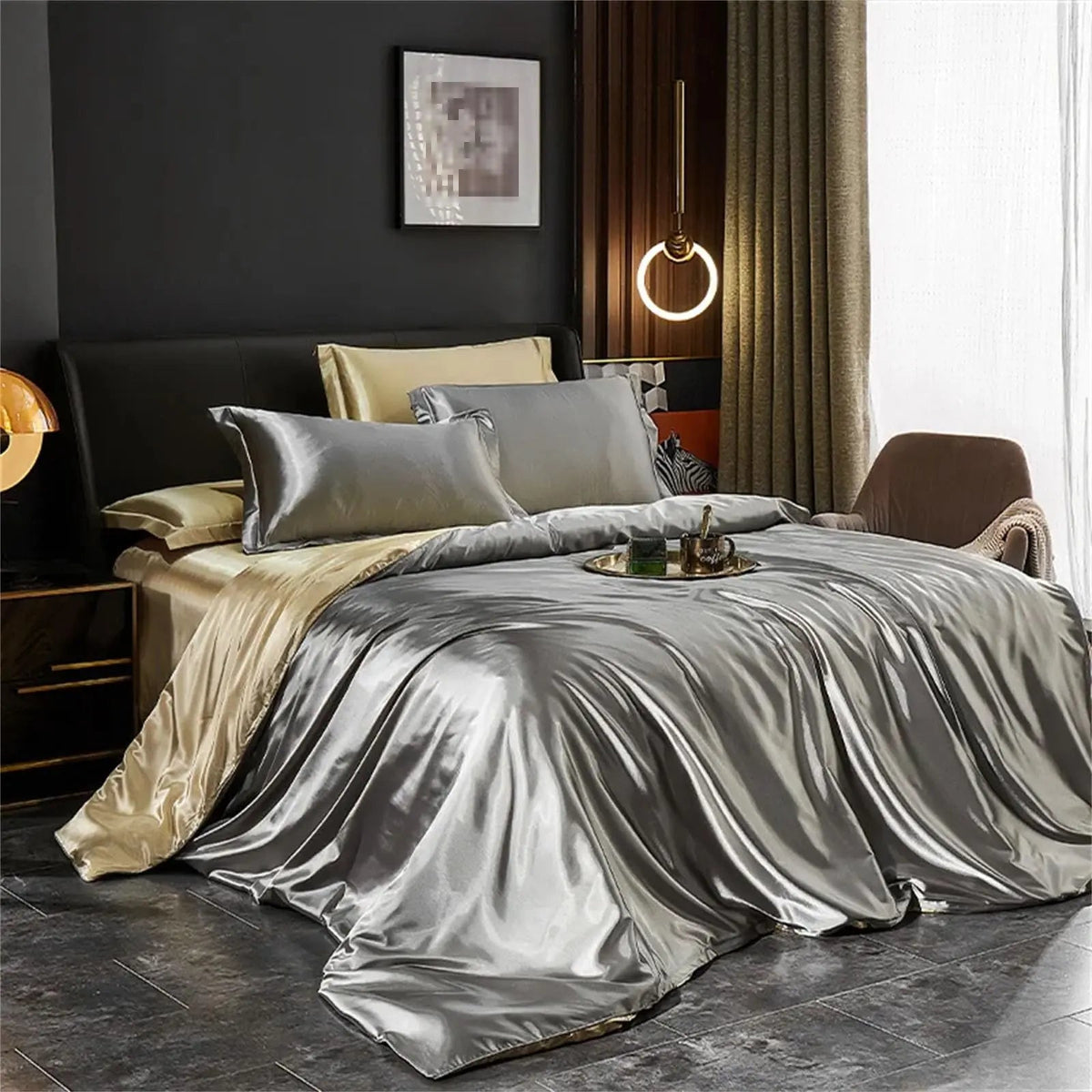 Zijden Dekbedovertrek Set Moerbei Zijde Luxe Beddengoed met Hoeslaken Kussenslopen 1,5m 1,8m Bed Slaapkamer | Sulvida