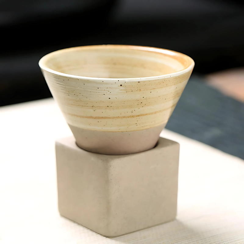 Japanse koffiekop keramiek 100ml met houder handgemaakt servies ontbijtkom espresso mokje thee drinken | Sulvida