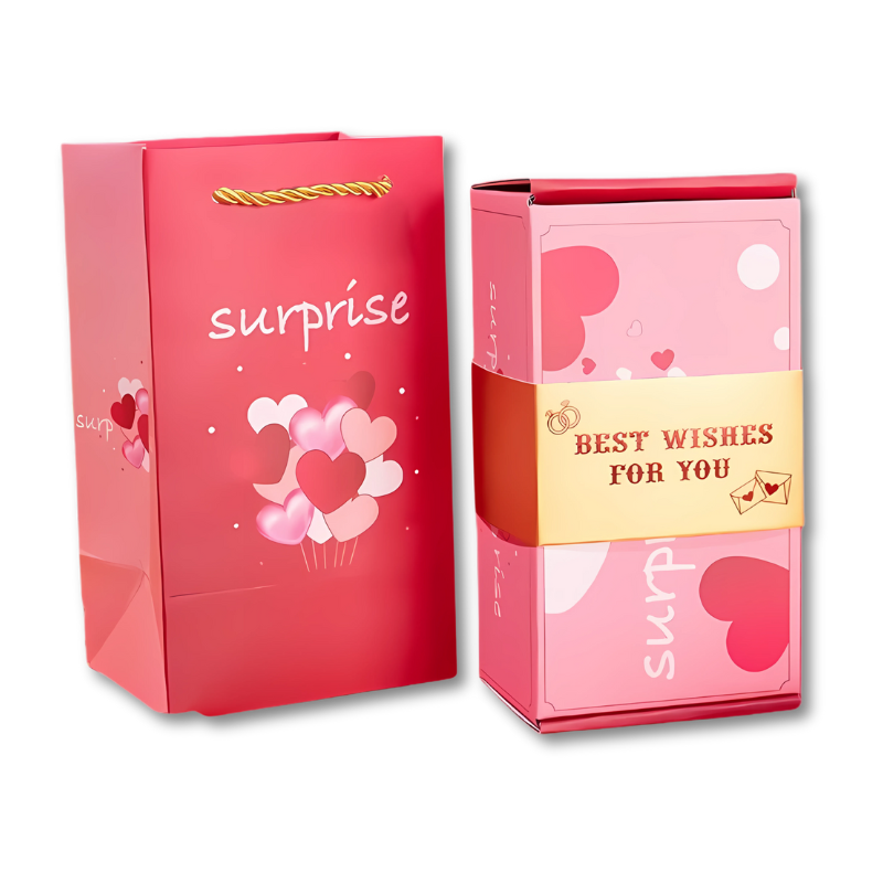 Cadeaubox met Verrassing Hartjesmotief – Luxe Geschenkdoos voor Speciale Momenten en Persoonlijke Boodschappen | Sulvida