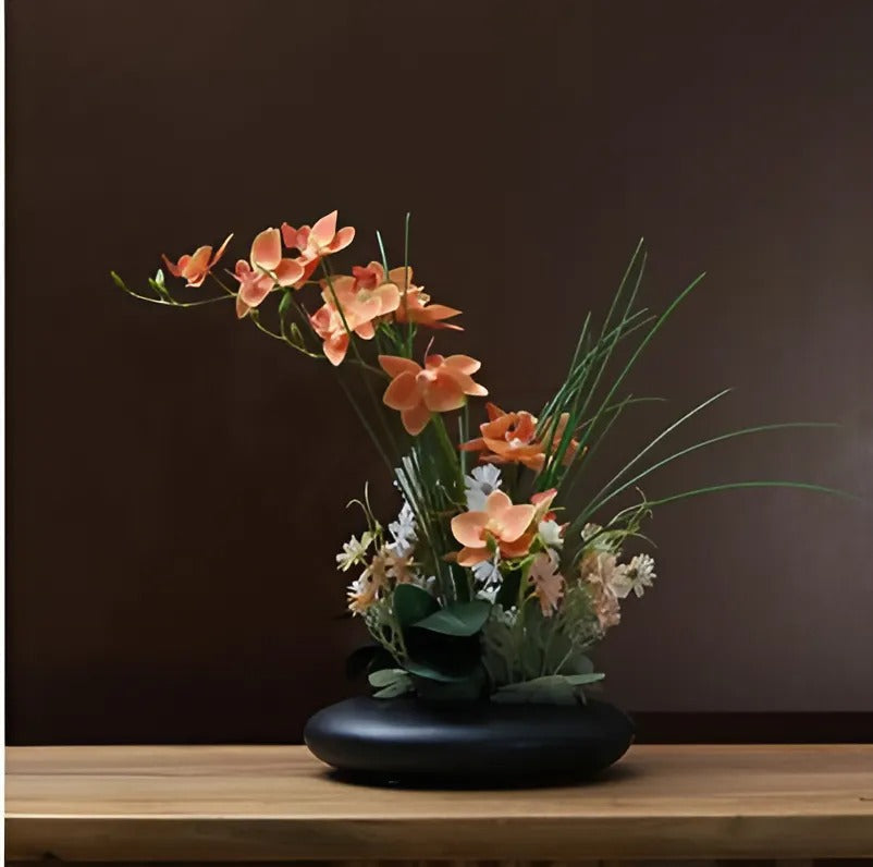 Keramische Duifvaas met Orchidee Decoratiebloemen Tafelstuk Woondecoratie Interieurobject Woonkamer Sfeer | Sulvida