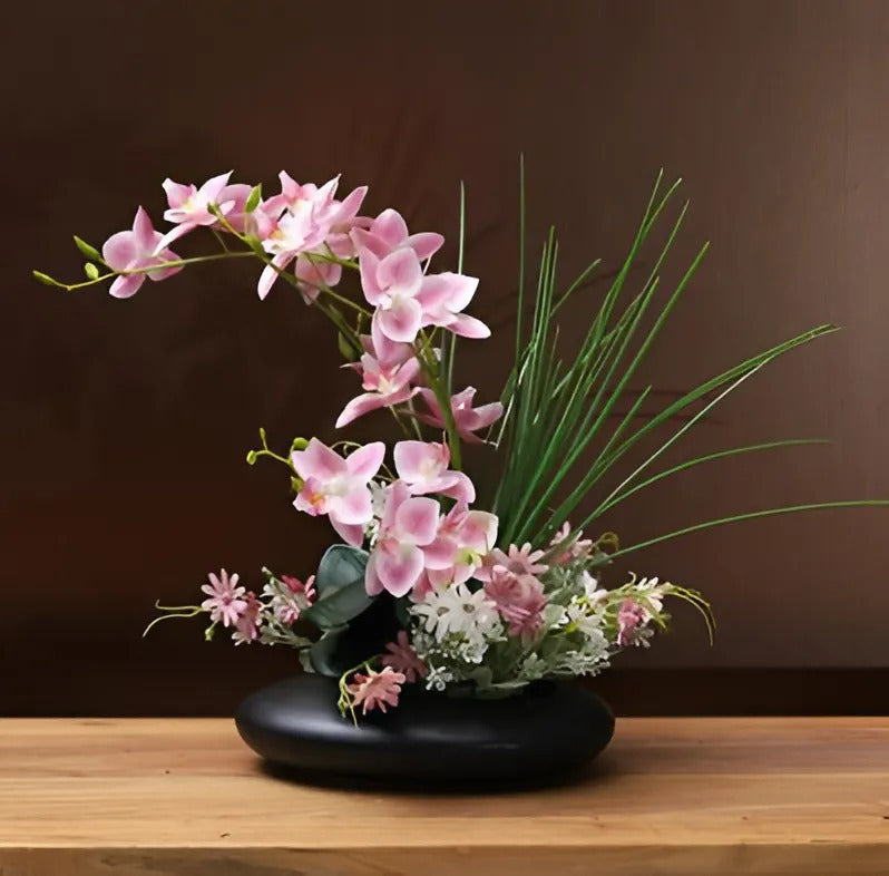 Keramische Duifvaas met Orchidee Decoratiebloemen Tafelstuk Woondecoratie Interieurobject Woonkamer Sfeer | Sulvida