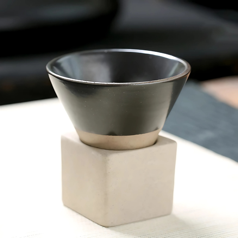 Japanse koffiekop keramiek 100ml met houder handgemaakt servies ontbijtkom espresso mokje thee drinken | Sulvida