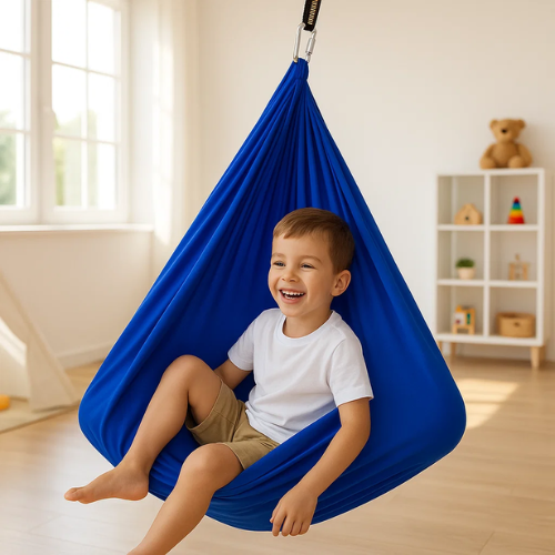 Tube suspendu en coton pour enfants – Espace sensoriel apaisant pour la détente, le mouvement, la motricité et le jeu à la maison | Sulvida
