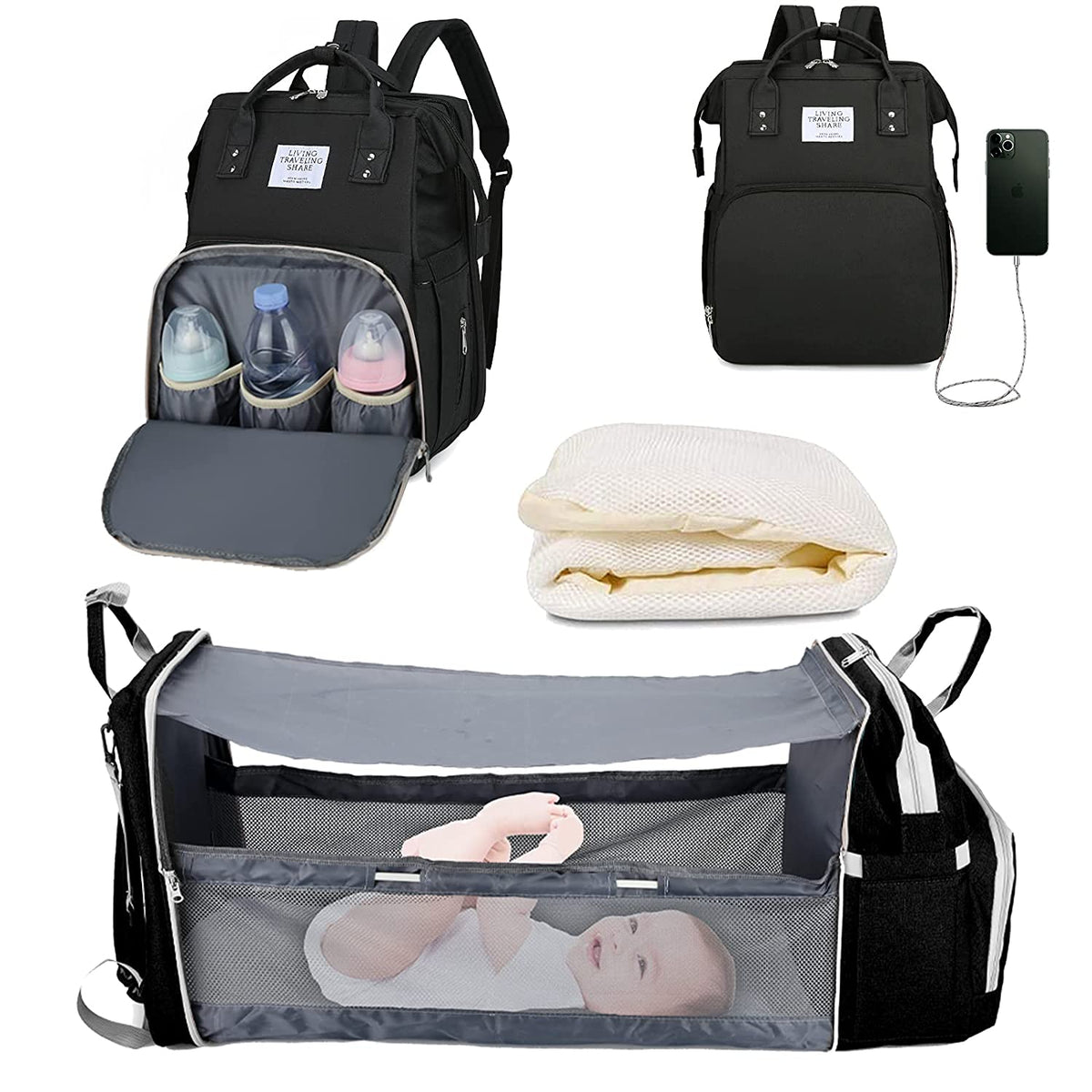 Luiertas 2-in-1 Multifunctioneel Oxford Grijs Blauw Rood Paars Zwart Organizer met Luiercompartiment | Sulvida
