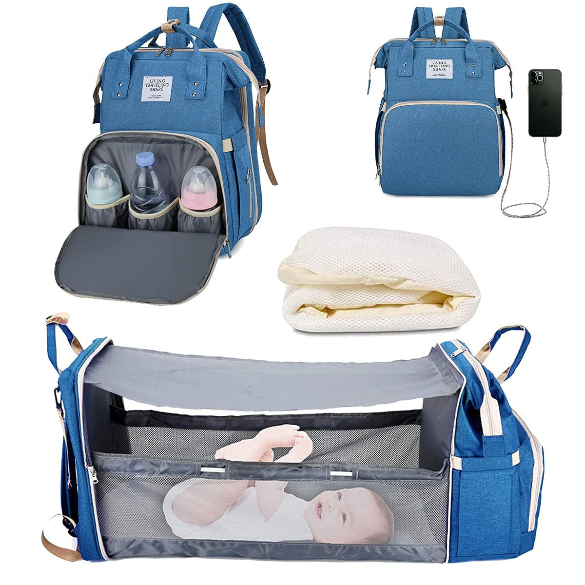 Luiertas 2-in-1 Multifunctioneel Oxford Grijs Blauw Rood Paars Zwart Organizer met Luiercompartiment | Sulvida
