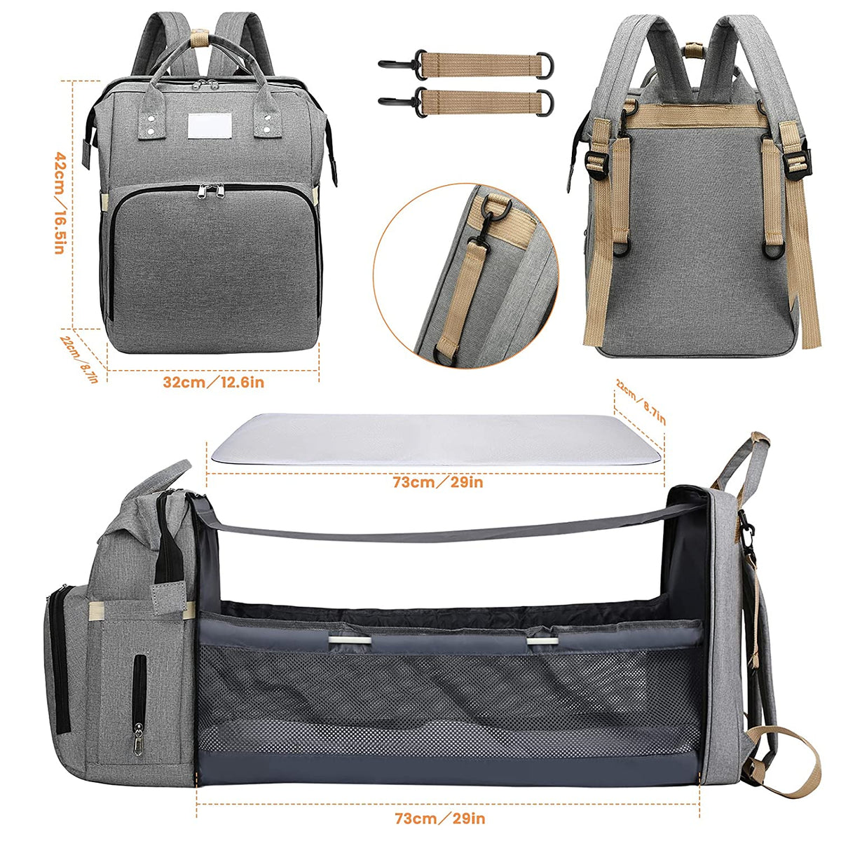 Luiertas 2-in-1 Multifunctioneel Oxford Grijs Blauw Rood Paars Zwart Organizer met Luiercompartiment | Sulvida