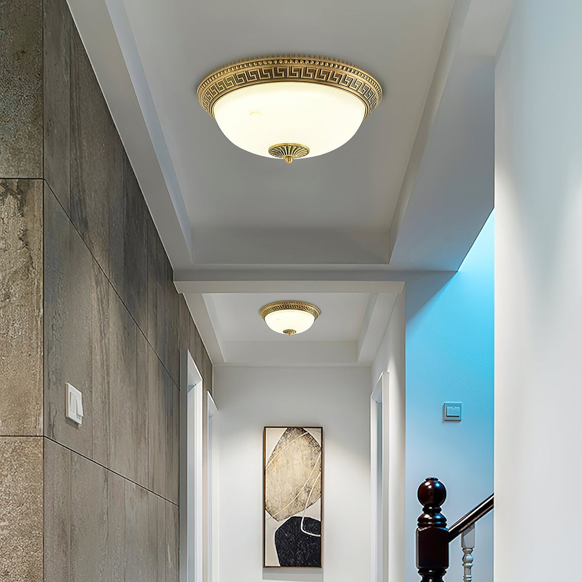 Ronde plafondlamp met glazen kap metalen armatuur LED verlichtingselement 30 40 50cm interieurverlichting | Sulvida