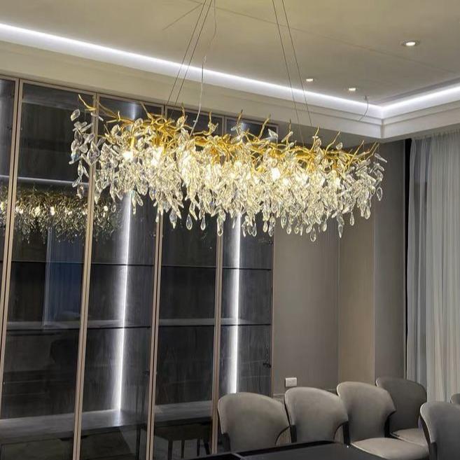 Kristallen kroonluchter met takkendesign – aluminium armatuur – LED G9 lampen – 6 tot 14 lichtpunten woonkamer | Sulvida