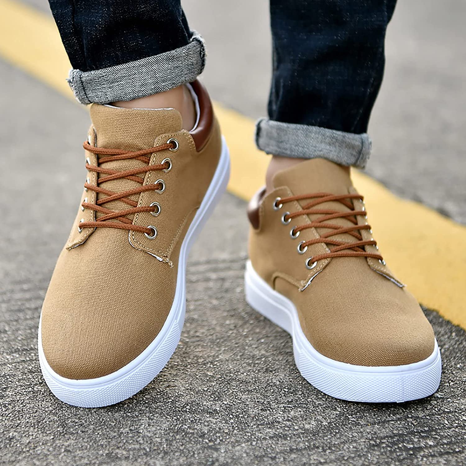 Canvas Herensneakers met Witte Zool – Stoere Sneaker voor Dames en Heren – Sportieve Platte Schoenen Maat 39-47 | Sulvida