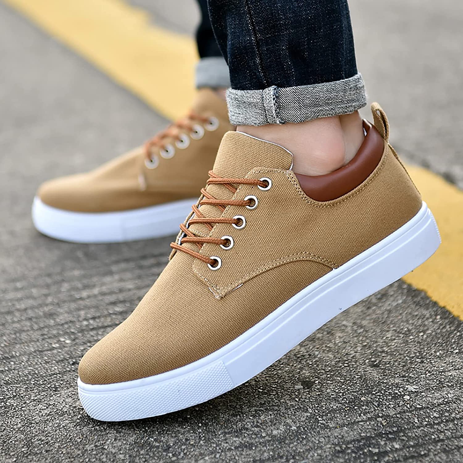 Canvas Herensneakers met Witte Zool – Stoere Sneaker voor Dames en Heren – Sportieve Platte Schoenen Maat 39-47 | Sulvida
