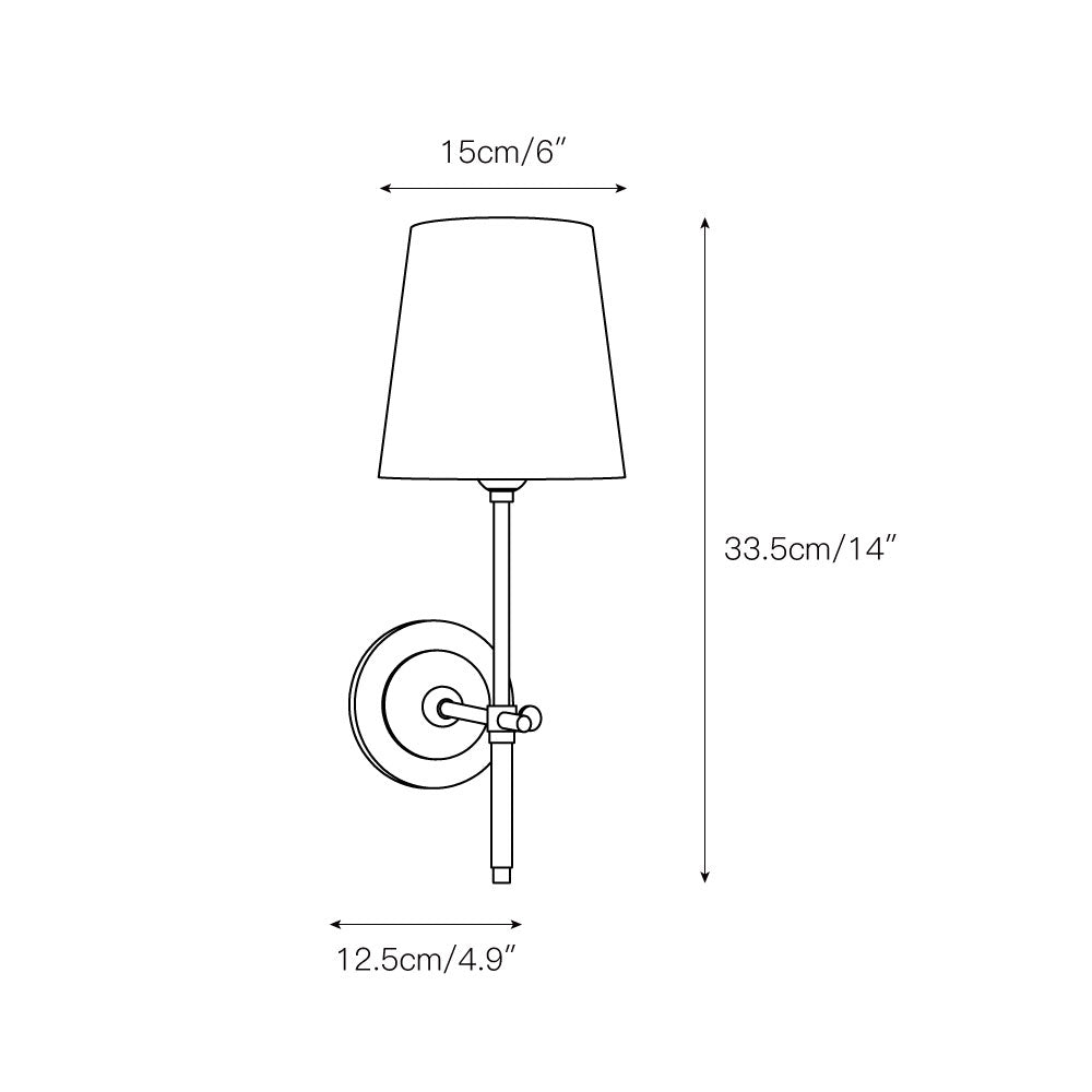 Wandlamp Messing met Stoffen Kap - Modern Minimalistisch Design - 1 of 2 Lichtpunten - Lampenfitting E27 | Sulvida
