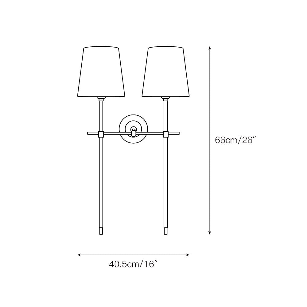 Wandlamp Messing met Stoffen Kap - Modern Minimalistisch Design - 1 of 2 Lichtpunten - Lampenfitting E27 | Sulvida