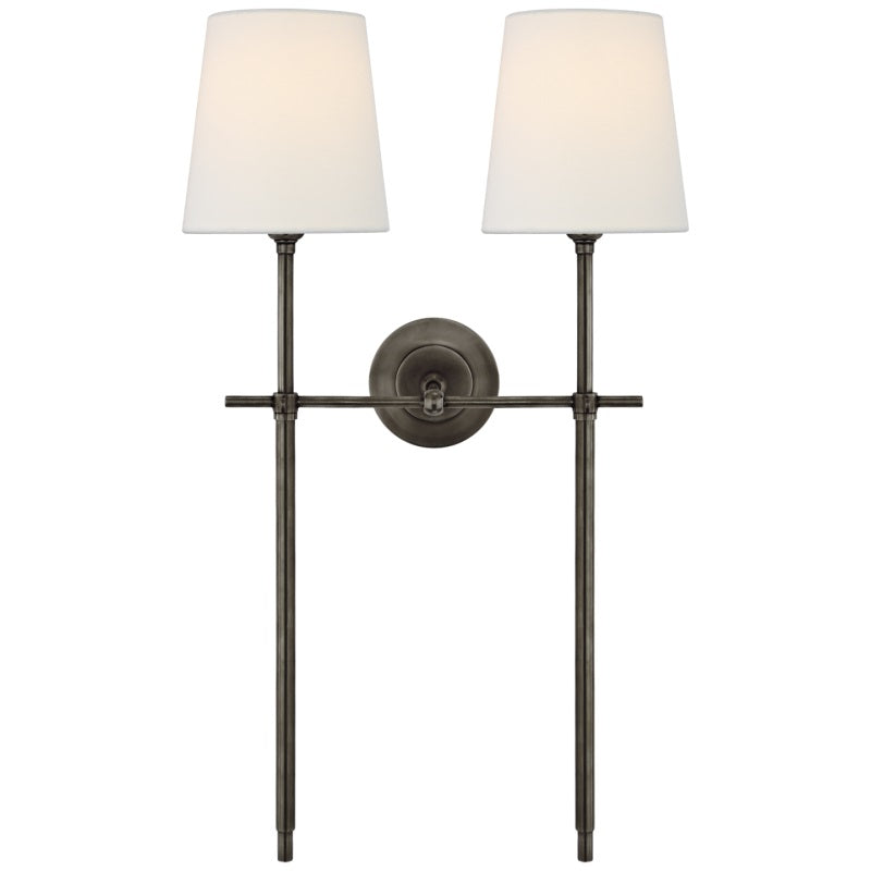 Wandlamp Messing met Stoffen Kap - Modern Minimalistisch Design - 1 of 2 Lichtpunten - Lampenfitting E27 | Sulvida