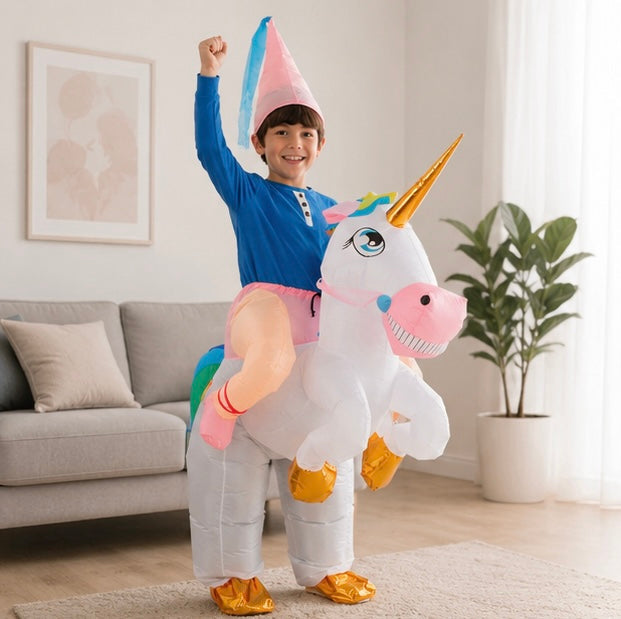 Opblaasbaar Eenhoornkostuum Kind Fantasie Carnaval Feestoutfit Verkleedkleding voor Verjaardag Halloween | Sulvida