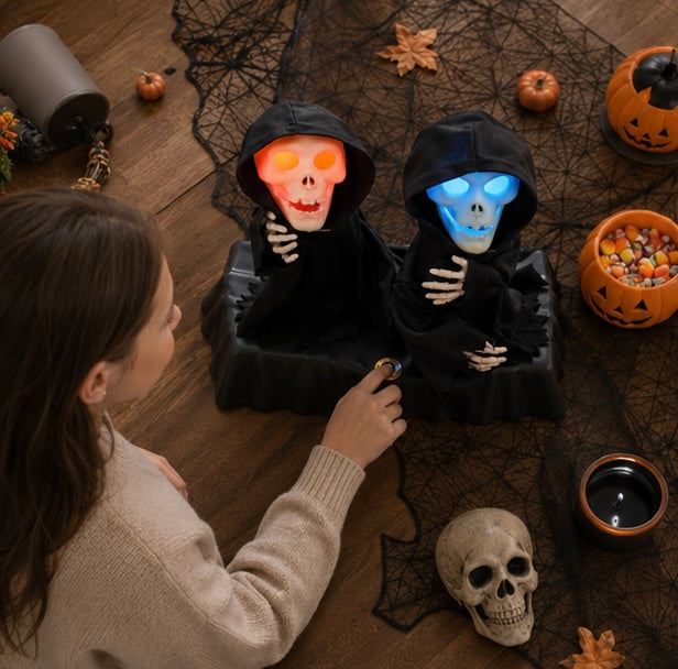 Bewegende Pompoen Skelet Decoratie met Muziek LED Verlichting Halloween Tafelornament Animatronic Feest | Sulvida
