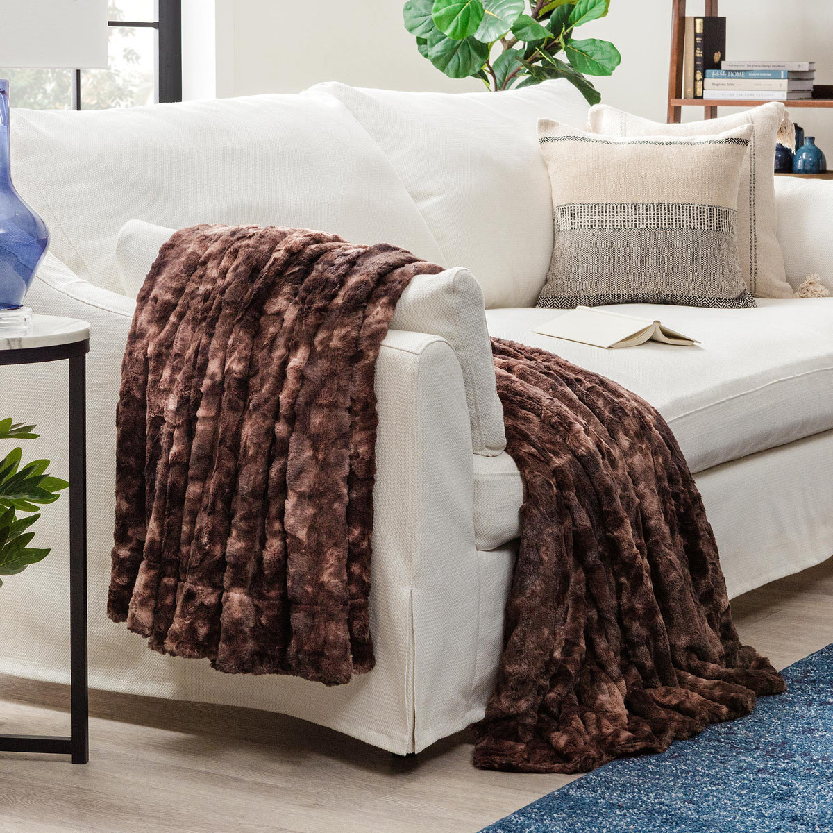 Dubbelzijdige Wolfsprint Woonplaid Extra Groot Zacht Kunstbont Fleece Deken Decoratief Warm Luxe Sofa | Sulvida