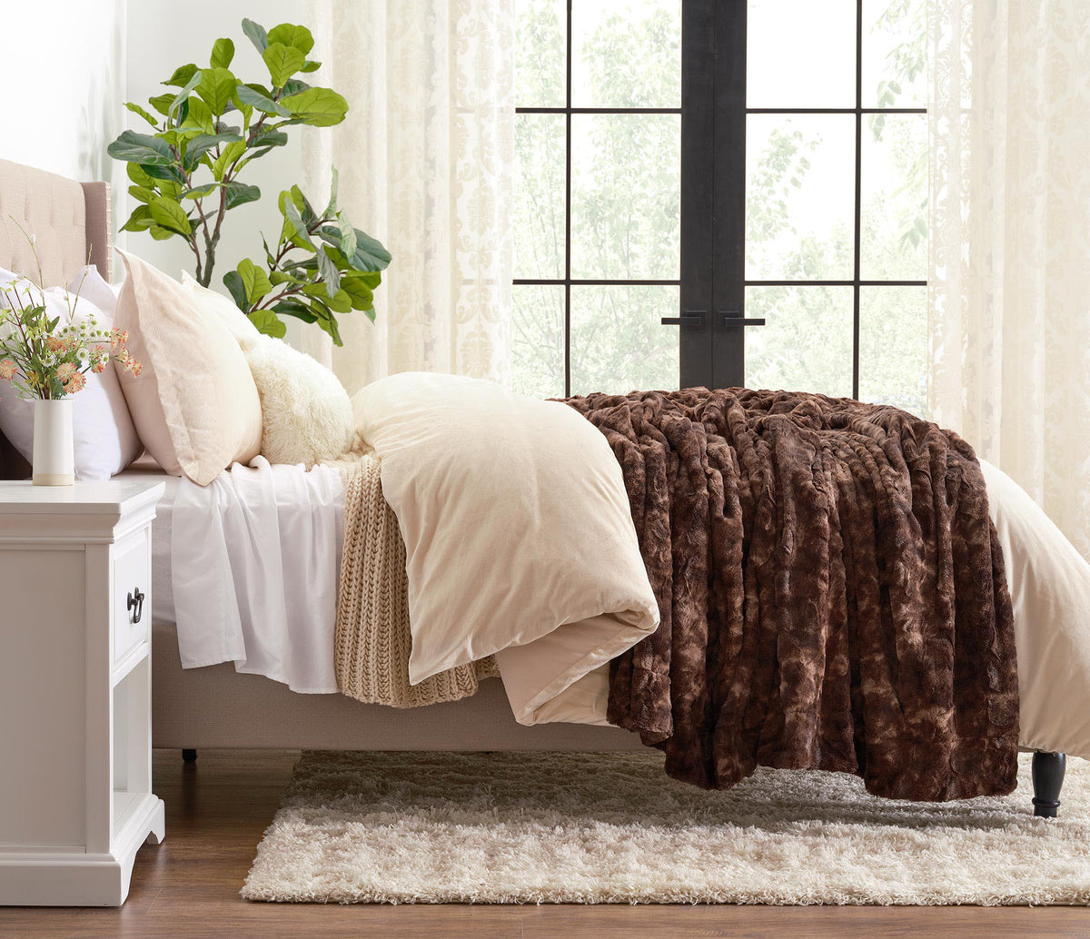 Dubbelzijdige Wolfsprint Woonplaid Extra Groot Zacht Kunstbont Fleece Deken Decoratief Warm Luxe Sofa | Sulvida