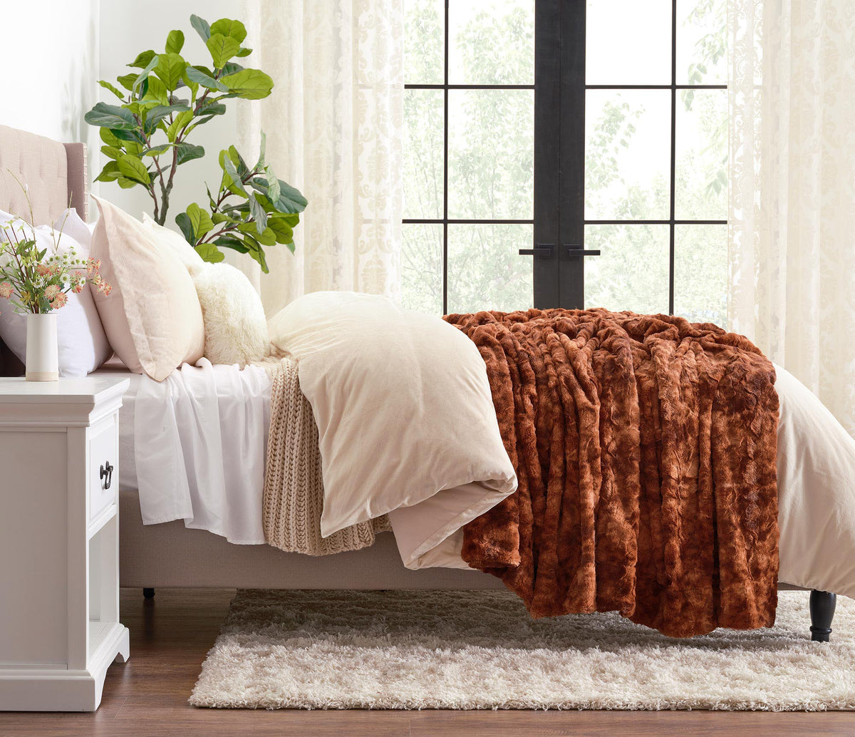 Dubbelzijdige Wolfsprint Woonplaid Extra Groot Zacht Kunstbont Fleece Deken Decoratief Warm Luxe Sofa | Sulvida