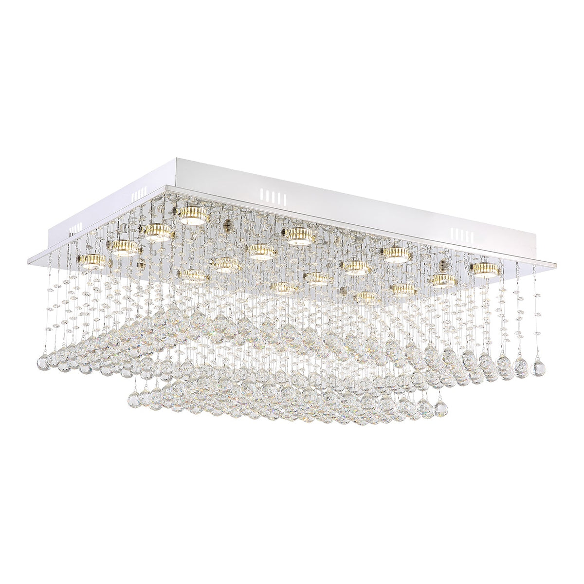 Kristallen Kroonluchter Rechthoekig Wolken Design Chroom Plafondlamp Modern Luxe Eetkamer Hangverlichting | Sulvida