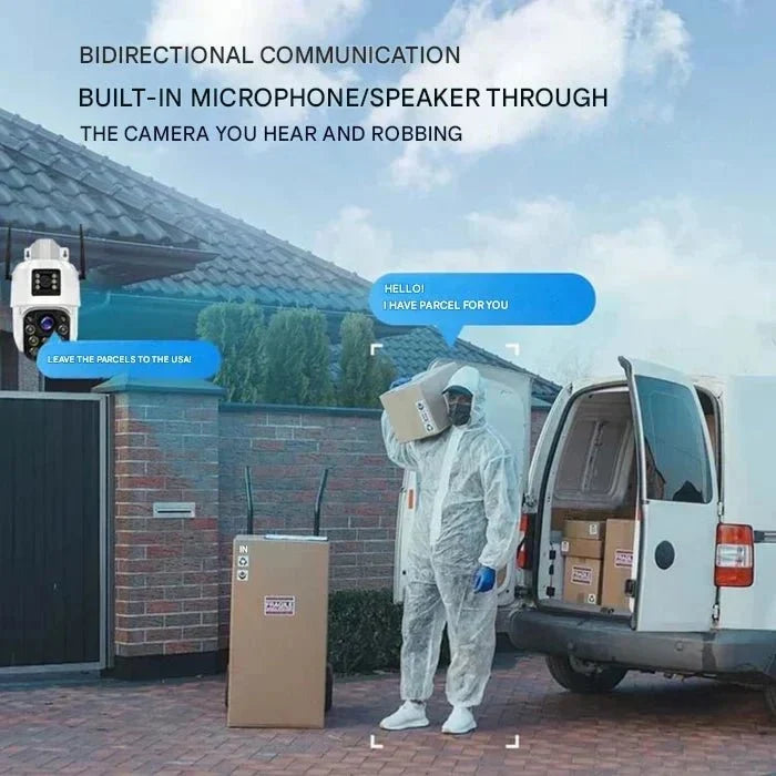 Draadloze 4K Beveiligingscamera op Zonne-energie – Dubbele Lens met 10× Zoom – WiFi of 4G Outdoor Bewaking | Sulvida
