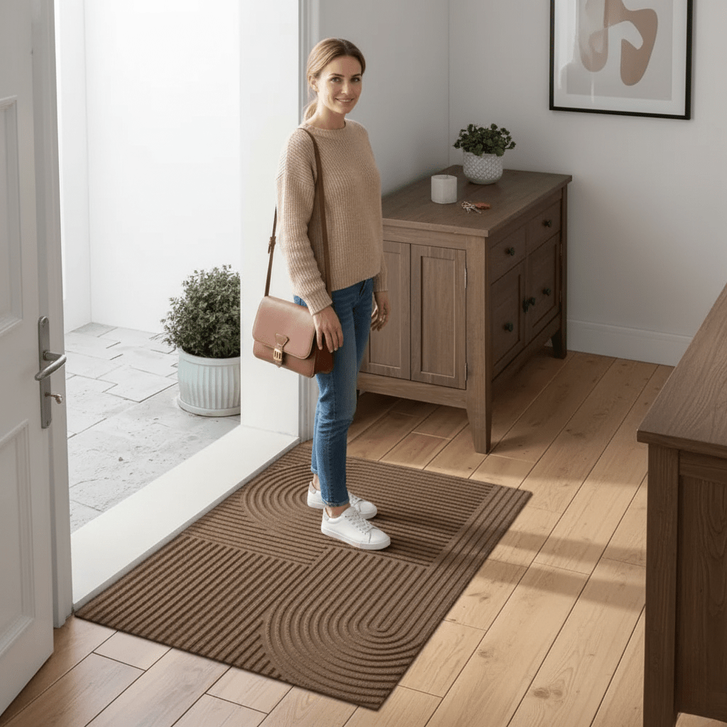 Absorberende Deurmat met Golvend Lijnenpatroon Wasbaar Antislip 45x75 60x90 cm voor Entree Hal Badkamer | Sulvida