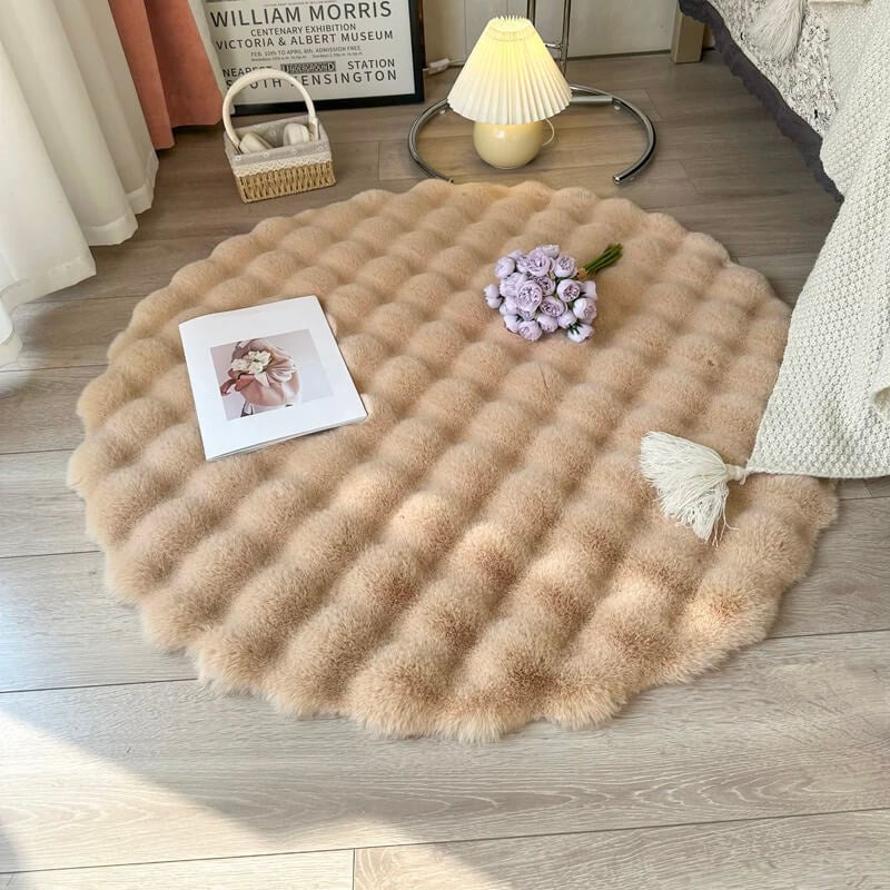 Rond Hoogpolig Vloerkleed Antislip Zachte Kunstbont Woonkamer Slaapkamer Speelhoek Modern Stijlvol Interieur | Sulvida