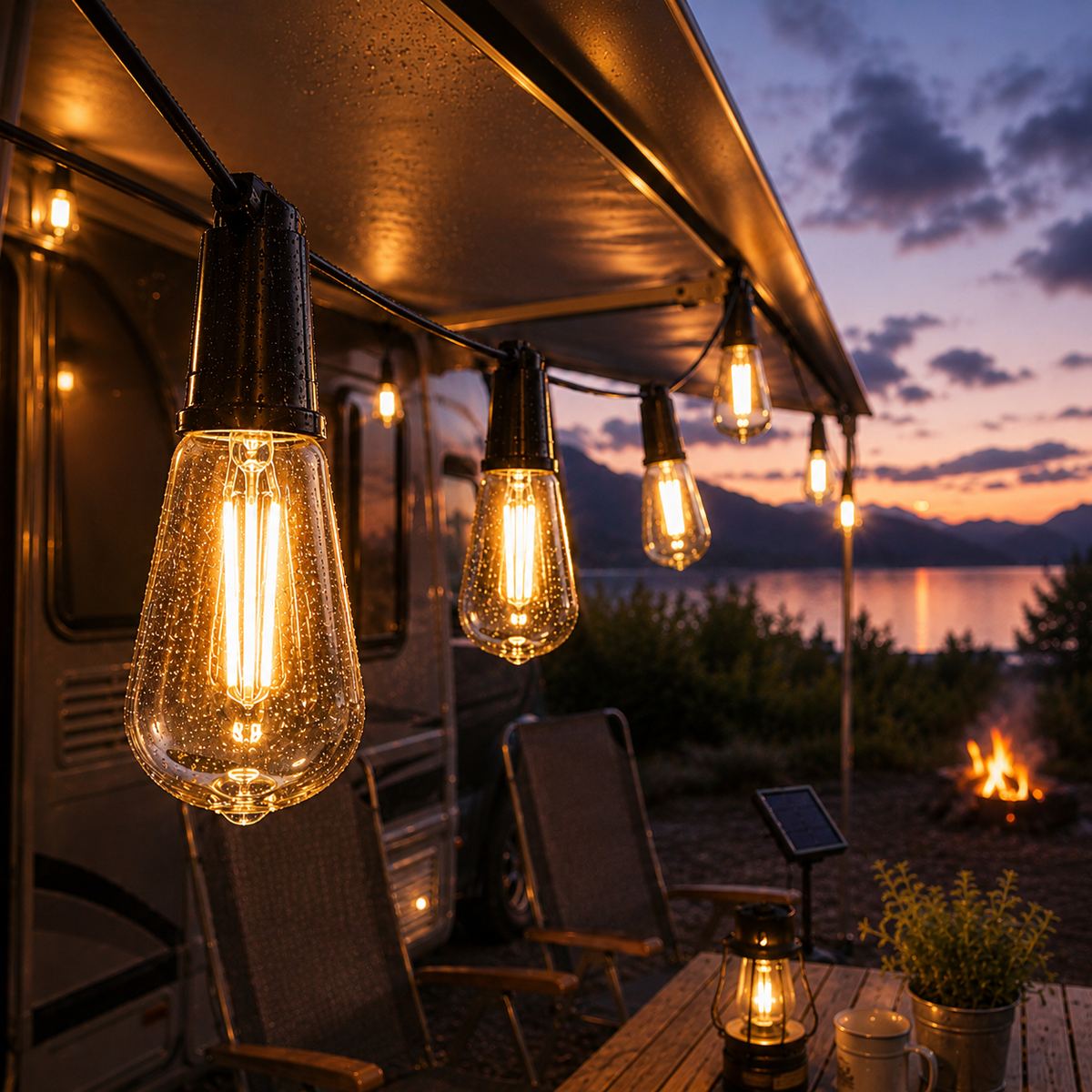 Solar Lichtsnoer voor Buiten 10 m 40 LED's Vintage Sfeerverlichting Waterdicht IP65 Camping Tuin Terras Feest | Sulvida