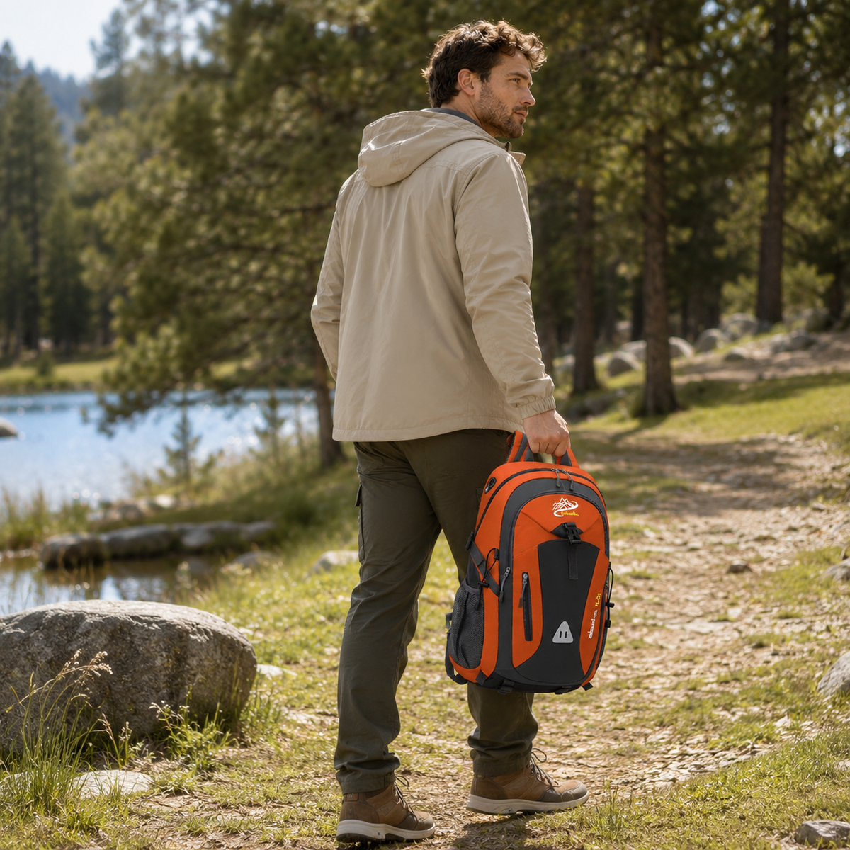 Multi-Compartment Rugzak 40L Wandelrugzak met Mesh Rugpaneel Verstelbare Borstbanden Ritsvakken Outdoor | Sulvida
