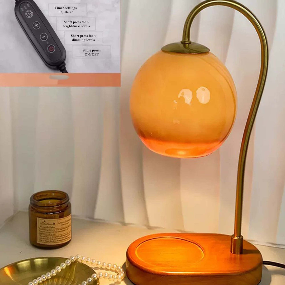 Tafellamp Kaarsenwarmer Verstelbaar Vlamvrij Wax Smeltlamp Sfeerverlichting Dimmerfunctie Geurkaars Woonkamer | Sulvida