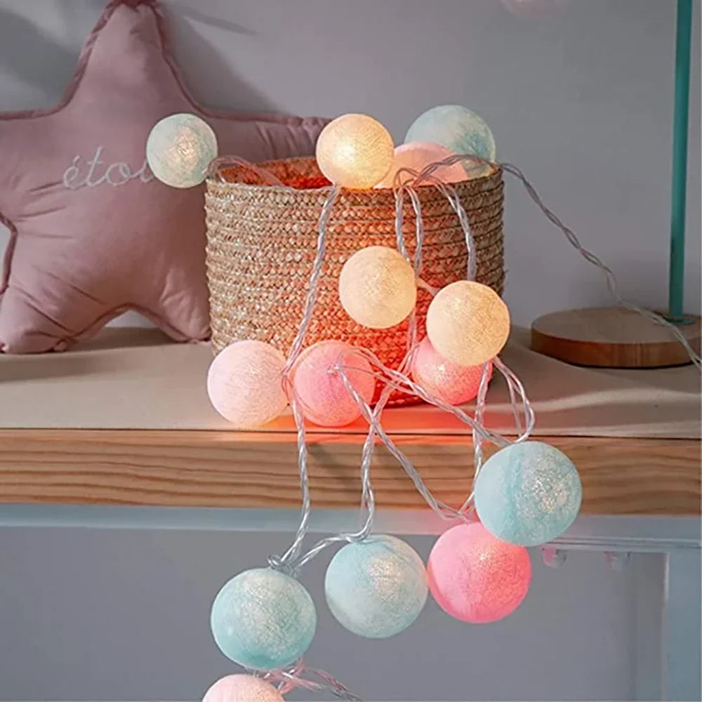 Katoenen Lichtbollenslinger Sfeerverlichting Kinderkamer Feestdecoratie USB Batterij 1,5 tot 10 Meter | Sulvida