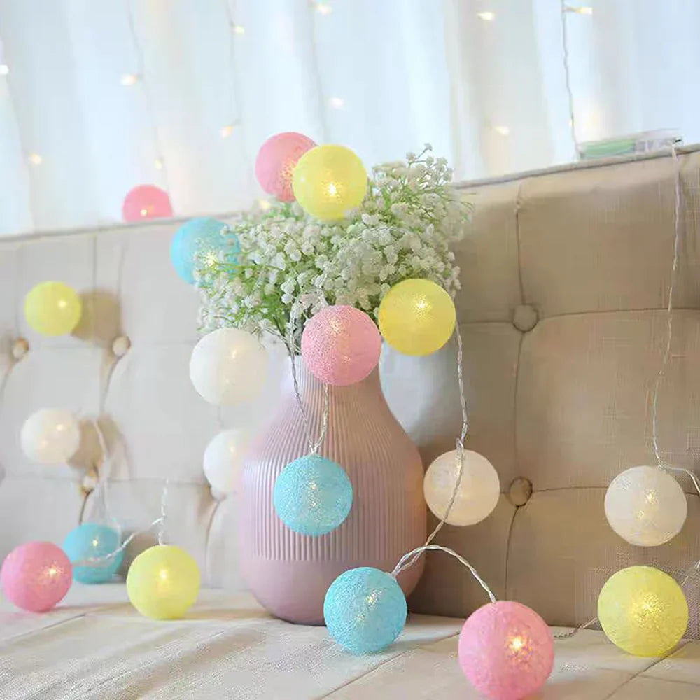 Katoenen Lichtbollenslinger Sfeerverlichting Kinderkamer Feestdecoratie USB Batterij 1,5 tot 10 Meter | Sulvida