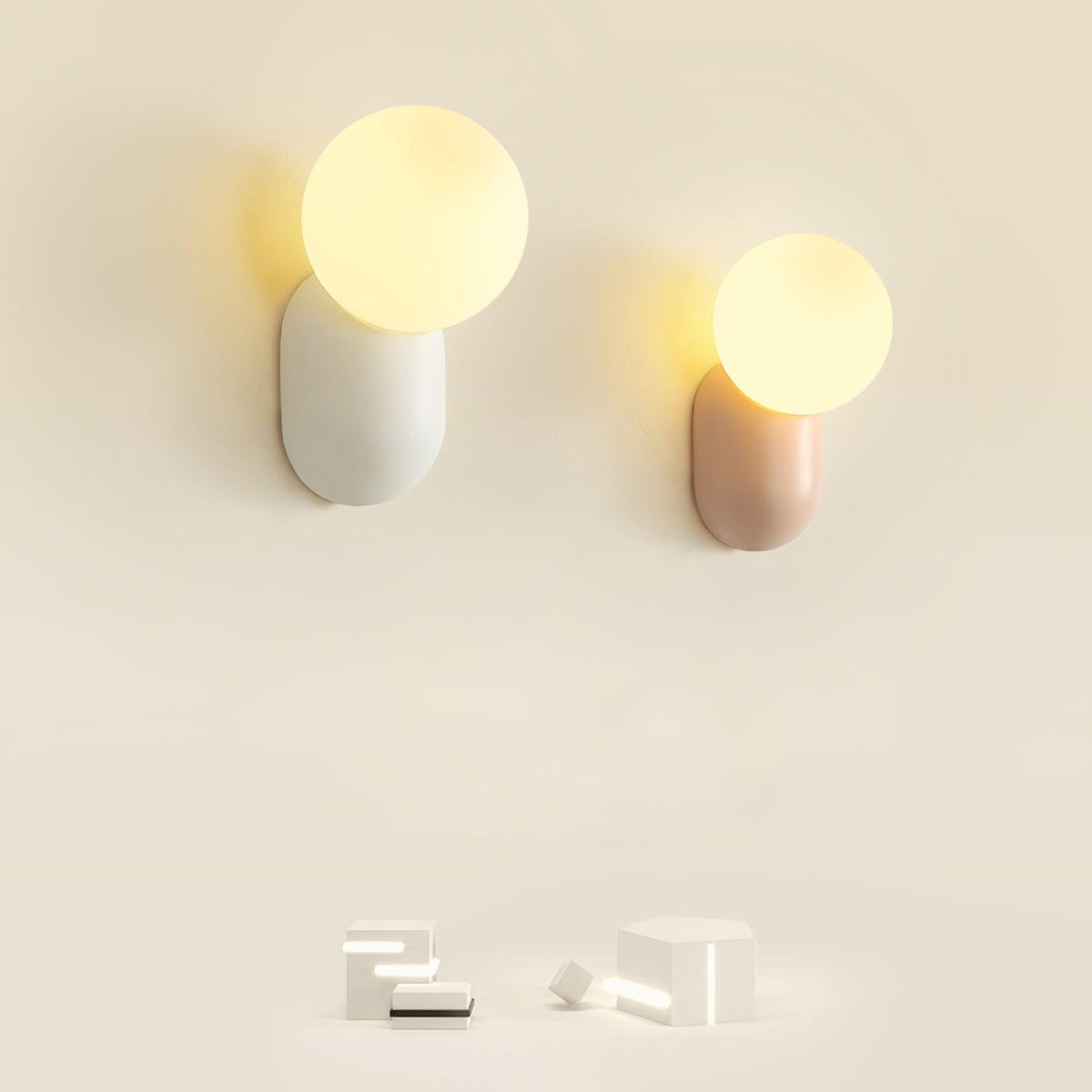 Minimalistische Wandlamp met Glazen Bol Sfeervolle Muuverlichting Roze Zwart Wit Grijs Retro Slaapkamer | Sulvida