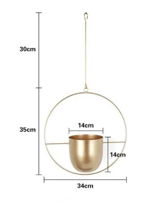 Geometrische Hangende Plantenpot IJzer Modern Goud Zwart Grijs Roze Groen Wit Cirkel Ovaal Kruidenhouder | Sulvida