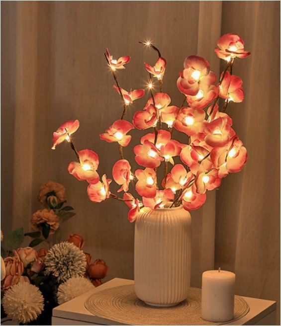 LED-Lichtslinger Olijftak 70 cm 120 Warm Witte Lampjes Kerstboom Vaas Decoratieve Verlichting op Batterijen | Sulvida