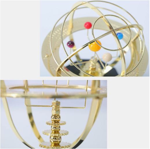 Handgemaakt Mechanisch Zonnestelsel Orrery-Model van Messing met 5 Planeten voor Decoratie | Sulvida