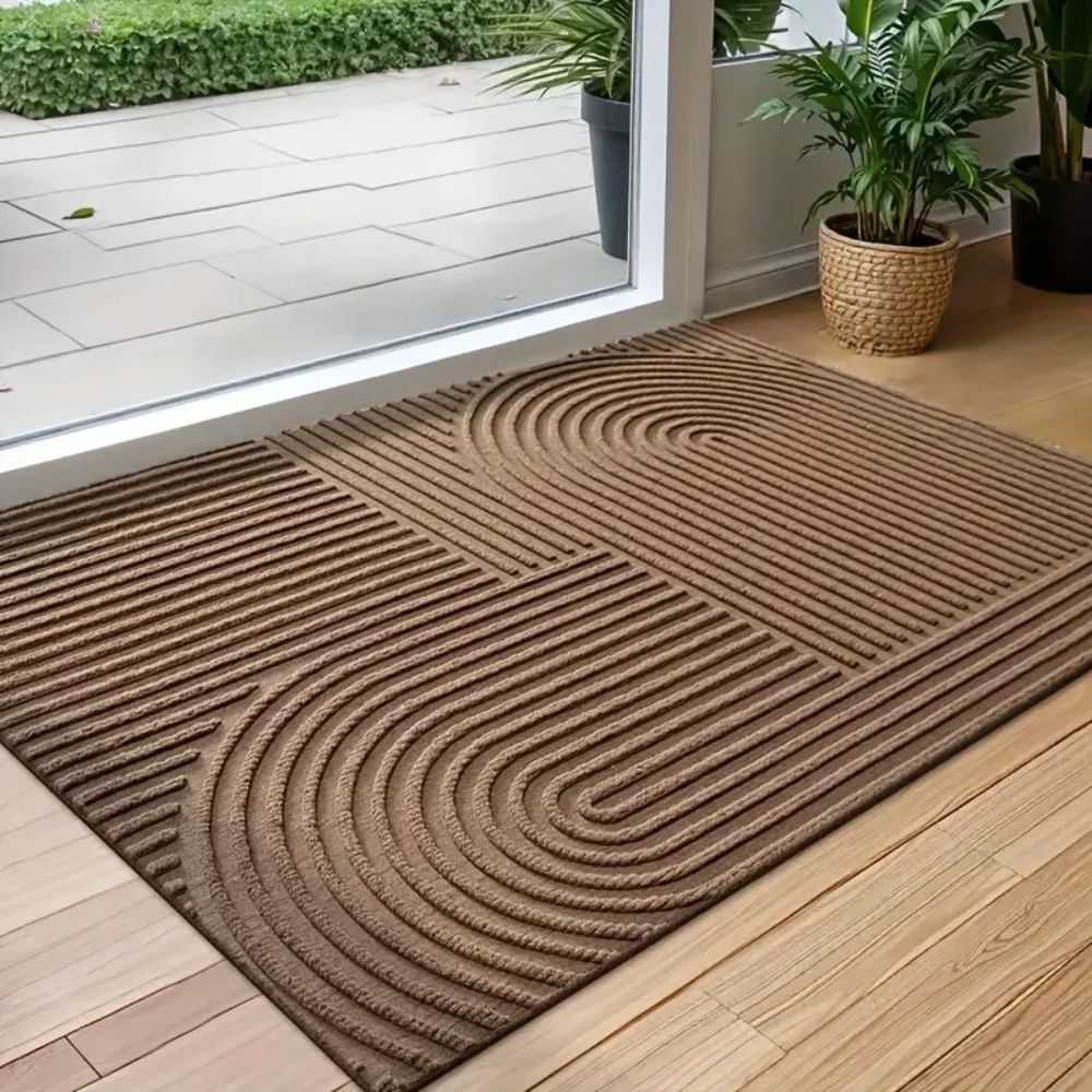 Gebogen Lijnstructuur Deurmat PVC Microfiber Antislip Entreedeken voor Hal Gang Terras Keuken Voordeur | Sulvida
