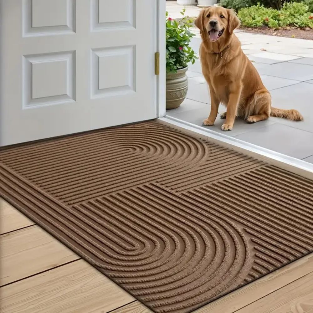 Gebogen Lijnstructuur Deurmat PVC Microfiber Antislip Entreedeken voor Hal Gang Terras Keuken Voordeur | Sulvida