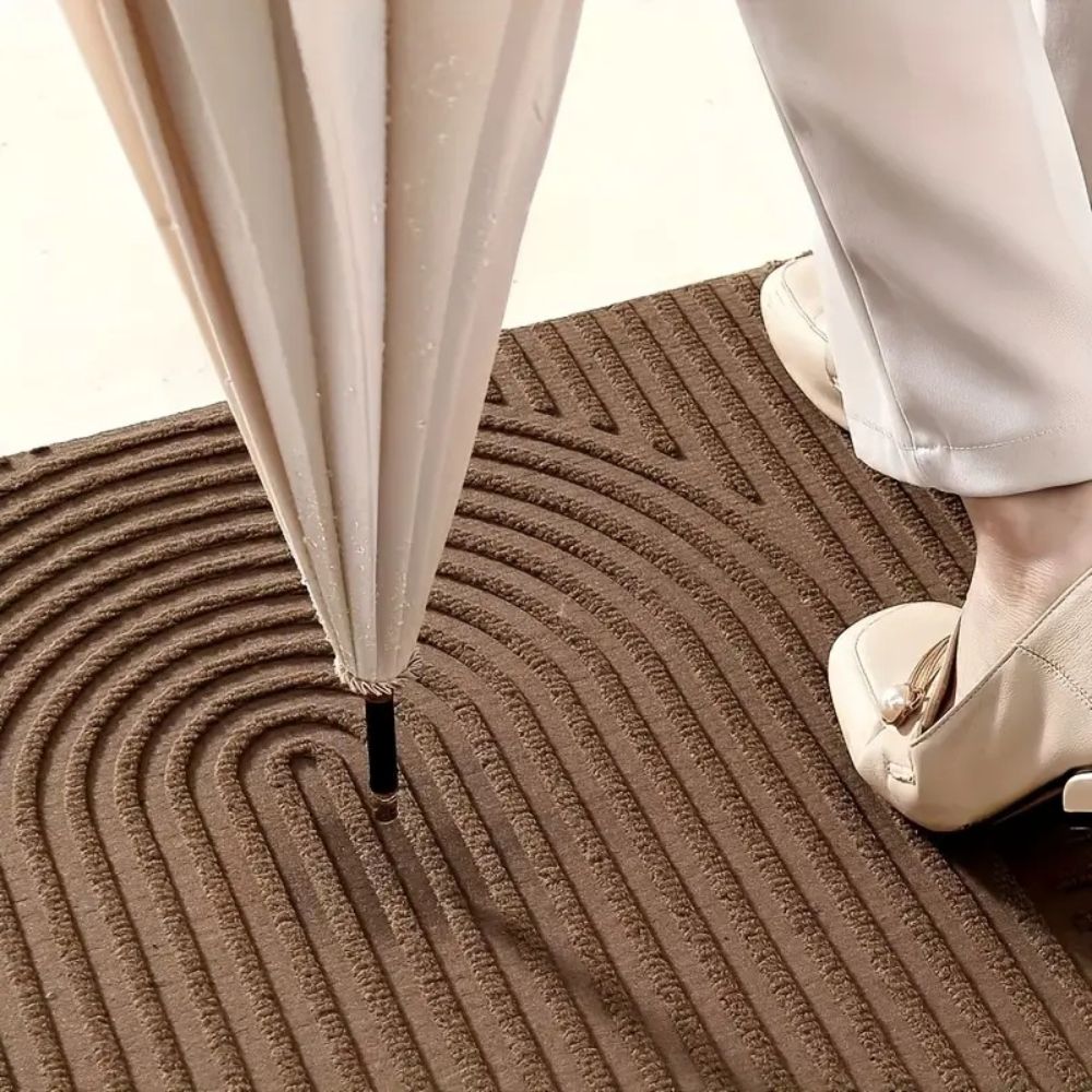 Gebogen Lijnstructuur Deurmat PVC Microfiber Antislip Entreedeken voor Hal Gang Terras Keuken Voordeur | Sulvida