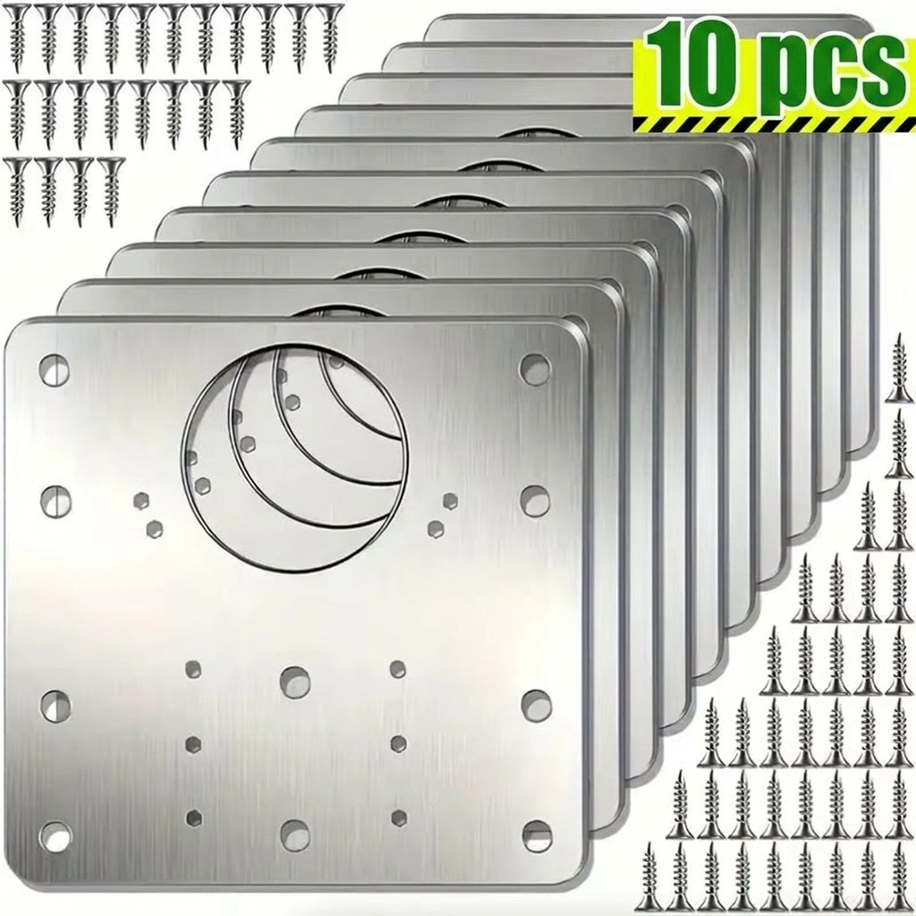 Plaque de réparation pour charnière en acier inoxydable 10 × 9 cm, fixation de porte de placard, durable et robuste | Sulvida