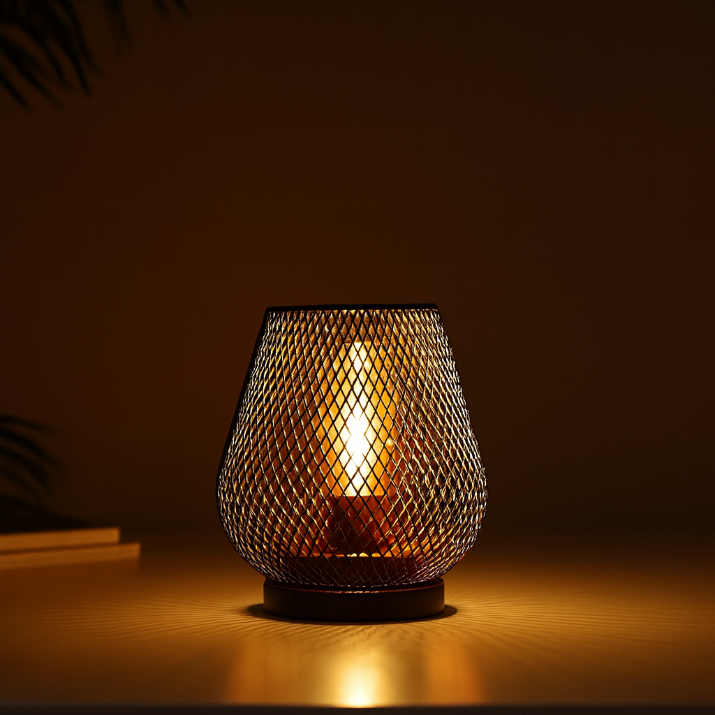 Draadloze Metalen Tafellamp Warm LED Licht Decoratief Patroon Batterij Accu Sfeerlamp Interieur Design | Sulvida